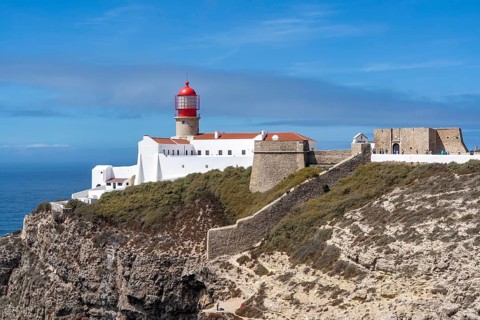 Cabo de São Vicente lighthouse, at the Cape Cabo de São Vicente, south-west tip of the European