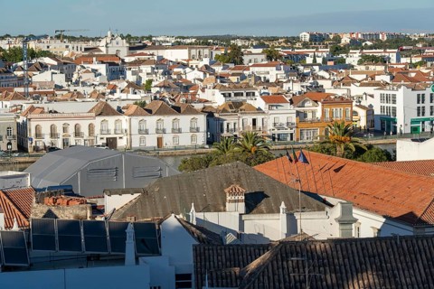 View over the old town centre of Tavira, in the Algarve, Portugal