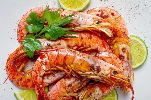 Fried Langoustines, Australian, lime and herbs, spices, homemade, no people