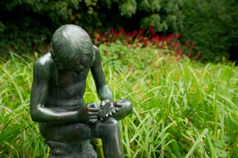 Sculpture in the municipal park, farmland, park, farmland, Schwäbisch Hall, Hohenlohe, Germany