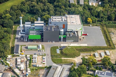 Aerial view, Dinslakener Holz-Energiezentrum DHE, Averbruch, Dinslaken, Ruhr area, North