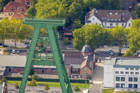 Aerial view, Bergpark Lohberg creative quarter, former colliery site and landscaping, winding