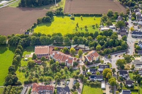 Aerial photo, Freie Waldorfschule Dinslaken e.V., Eppinghoven, Dinslaken, Ruhr area, North