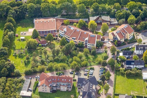 Aerial photo, Freie Waldorfschule Dinslaken e.V., Eppinghoven, Dinslaken, Ruhr area, North