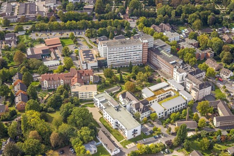 Aerial view, GFO Kliniken Niederrhein - St. Vinzenz Hospital, Dinslaken, Ruhr area, North