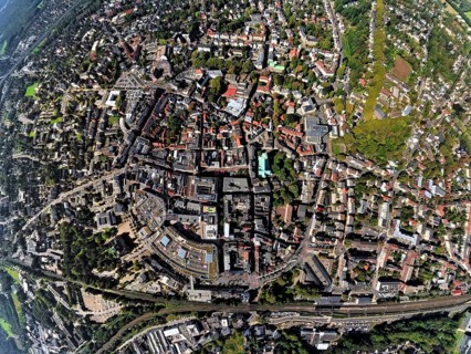 Aerial view, old town and old town ring Herzogswall, Kurfürstenwall, Grafenwall, Kaiserwall and