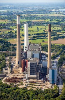 Aerial view, Voerde power plant, decommissioned coal-fired power plant, Möllen, Voerde, Ruhr area,
