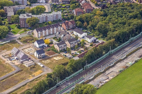 Aerial view, Voerder Feld construction area residential area LIVE GREEN VOERDE Friedrichsfelder