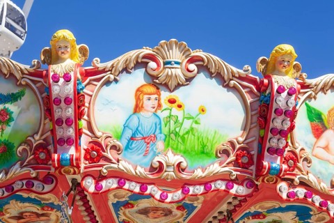 Chain carousel with decoration at the Bremen Easter Fair, Bürgerweide, Bremen, Germany