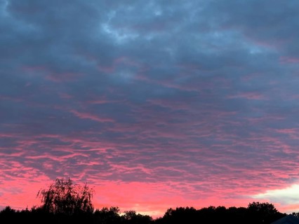 Above grey stratocumulus clouds Stratocumulus clouds Cluster layer clouds, below sunset over