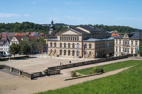 State Theatre and Edinburgh Palace, Schlossplatz, Coburg, Upper Franconia, Franconia, Bavaria,