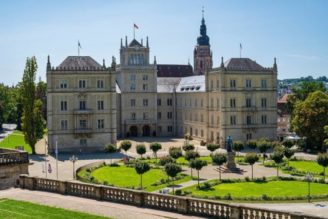 Castle park at Ehrenburg Castle, Coburg, Upper Franconia, Franconia, Bavaria, Germany