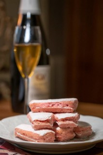 The Biscuit Rise de Reims is a crispy, airy, pink-coloured, very fragile patisserie speciality from