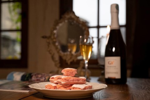 The Biscuit Rise de Reims is a crispy, airy, pink-coloured, very fragile patisserie speciality from