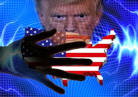 Symbolic image, governing with executive order, autocracy vs. democracy, US democracy in danger,