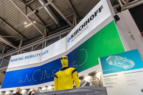 Exhibition stand of the automotive supplier Kirchhoff Automotive. IAA MOBILITY in Munich. The motor