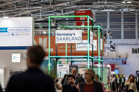 IAA MOBILITY in Munich. Exhibition stand of the federal state of Saarland. The motor show presents