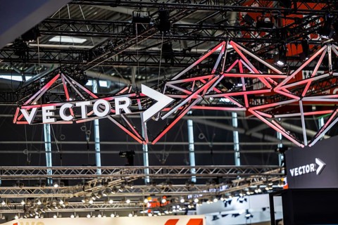 Exhibition stand of the software company Vector Informatik GmbH. IAA MOBILITY in Munich. The motor