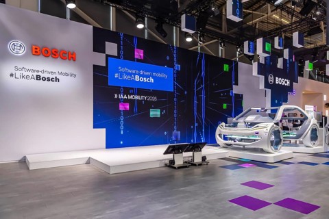 Exhibition stand of Bosch Automotive. IAA MOBILITY in Munich. The motor show presents itself as a