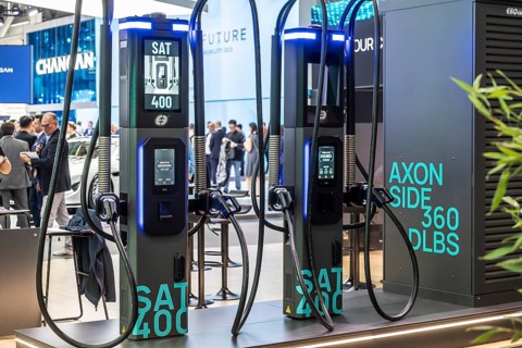 Axon SAT 400 charging station. IAA MOBILITY in Munich. The motor show presents itself as a holistic