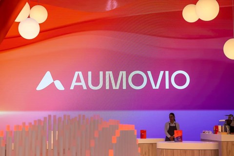 Exhibition stand of the company Aumovio. IAA MOBILITY in Munich. The motor show presents itself as