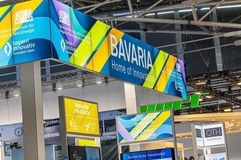 Stand of the Bavarian State Government. IAA MOBILITY in Munich. The motor show presents itself as a