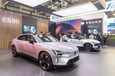 Volvo exhibition stand. IAA MOBILITY in Munich. The motor show presents itself as a holistic