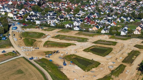 Development work for the new building area in the municipality of Mötzingen. 175 building plots are