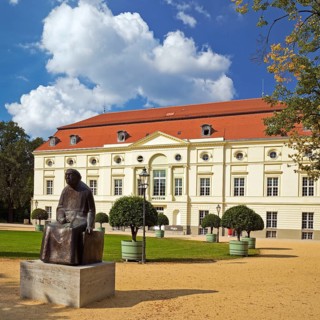 Käthe Kollwitz monument by Gustav Seitz in front of the Käthe Kollwitz Museum Berlin, theatre