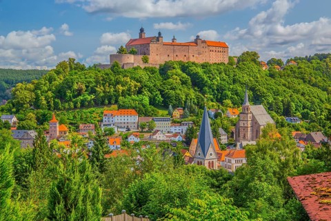 Old town view with the Plassenburg, beer town Kulmbach, Maintal, Upper Franconia, Franconia,