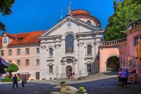 Portal of the monastery church of Weltenburg Monastery, Kelheim, Danube Valley, Lower Bavaria,