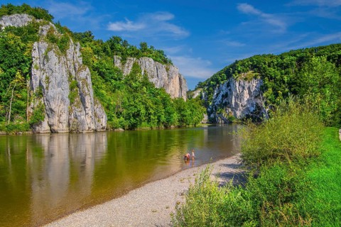 Danube Gorge near Weltenburg Monastery, Kelheim, Danube Valley, Lower Bavaria, Bavaria, Germany