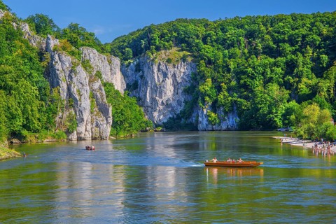 Danube Gorge near Weltenburg Monastery, Kelheim, Danube Valley, Lower Bavaria, Bavaria, Germany