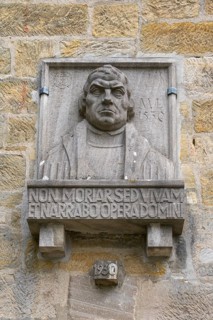 Luther, monument, relief, Veste Coburg, Coburg, Upper Franconia, Franconia, Bavaria, Germany