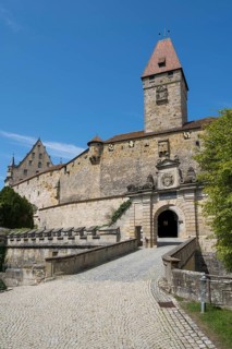 Entrance gate and Bulgarenturm, Veste Coburg, Coburg, Upper Franconia, Franconia, Bavaria, Germany