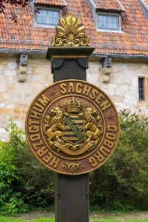 Border sign of the Duchy of Saxe-Coburg, end of the 19th century, Veste Coburg, Coburg, Upper