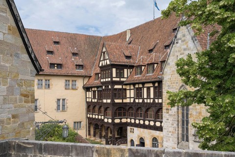 Luther Chapel and Fürstenbau, Veste Coburg, inner courtyard, Coburg, Upper Franconia, Franconia,