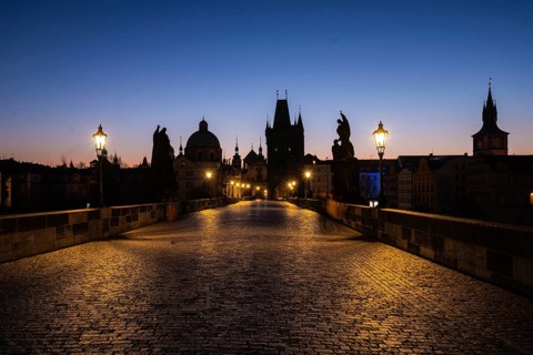 Charles Bridge, Prague, Czech Republic, sunrise, deserted, sunset, silhouette