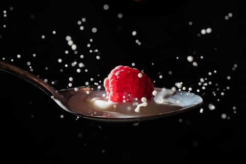 Raspberry, splash, splash, milk, food, appetising, appealing, black background, clipping