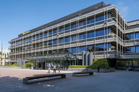 HUK-Coburg, insurance, commercial building with logo, Coburg, Upper Franconia, Franconia, Bavaria,