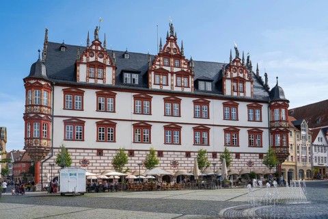 Town house on the market square, late Renaissance, Coburg, Upper Franconia, Franconia, Bavaria,