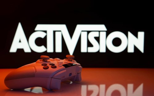 Dhaka, Bangladesh- 23 Sep 2025: Game controller in front of Activision logo on a background