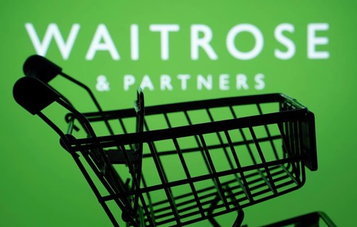 Dhaka, Bangladesh- 03 July 2025: Silhouette of a shopping cart in front of the Waitrose & Partners