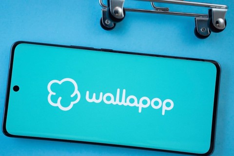 Dhaka, Bangladesh- 03 July 2025: Smartphone screen showing the Wallapop logo with shopping cart