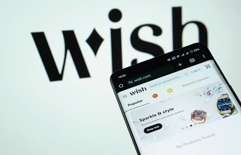 Dhaka, Bangladesh- 03 July 2025: Smartphone displaying Wish web interface against wish logo