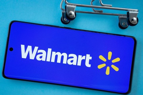 Dhaka, Bangladesh- 03 July 2025: Smartphone screen showing the Walmart logo with shopping cart