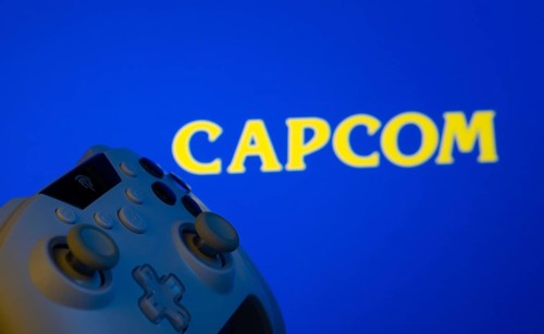 Dhaka, Bangladesh- 15 Sep 2025: A close-up of a gamepad with the Capcom seen on screen in the