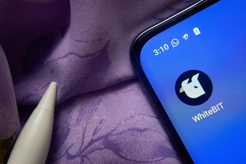Dhaka, Bangladesh- 07 May 2025: whitebit app icon is seen on smartphone