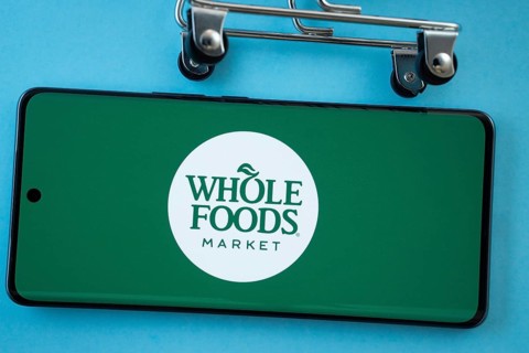 Dhaka, Bangladesh- 03 July 2025: Smartphone screen showing the Whole Foods Market logo with