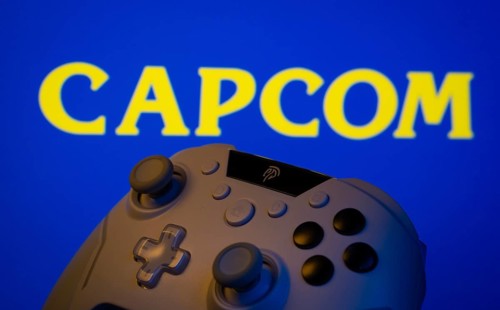 Dhaka, Bangladesh- 15 Sep 2025: A close-up of a gamepad with the Capcom seen on screen in the